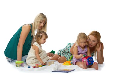 Mothers with daughters, play clipart