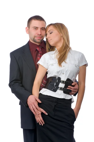 Obchodní muž s dvěma dívkami — Stock fotografie