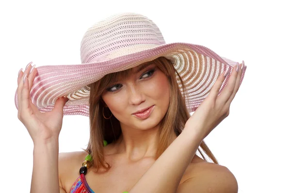 Kvinna i hatt — Stockfoto