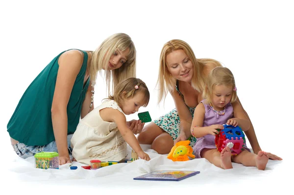 Mães com filhas, brincar — Fotografia de Stock