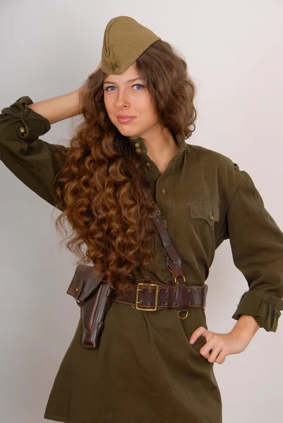 Girl in military — Stock Photo, Image