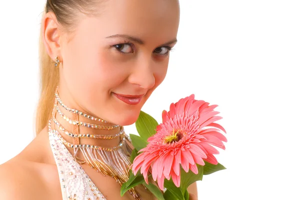 Dívka s květinou — Stock fotografie