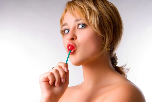Girl with candy — Stock Photo, Image