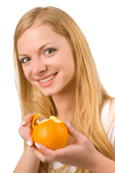 Mädchen mit Orange — Stockfoto