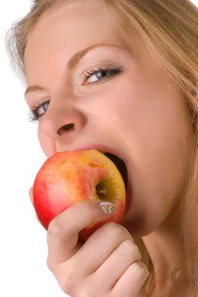 Девушка с яблоком — стоковое фото