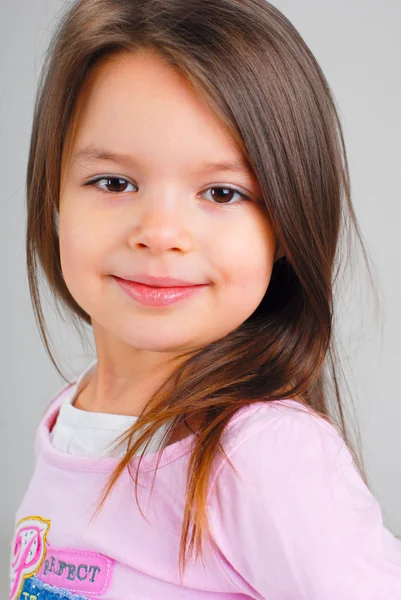 Baby girl with brown hair — Stock Photo, Image