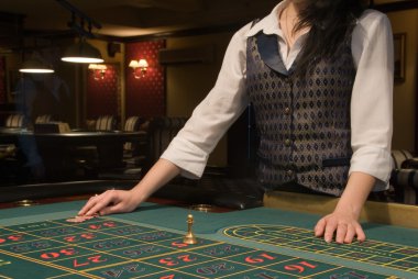 Roulette table in casino clipart