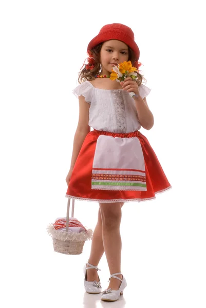 Девочка с цветочком в руках — стоковое фото
