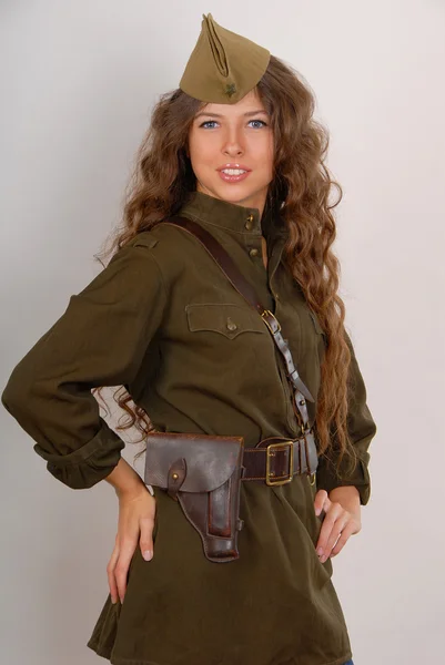 軍の制服の女の子 — 图库照片