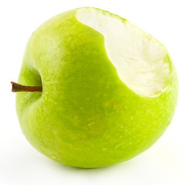 Bitten off green apple clipart