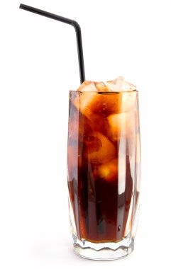 Glass of cola with straw clipart