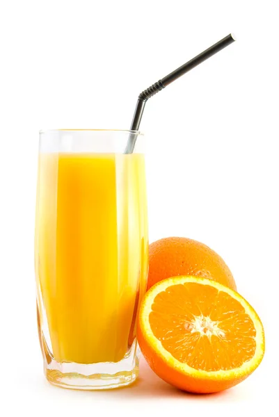 Orange juice and oranges — Stock Photo, Image