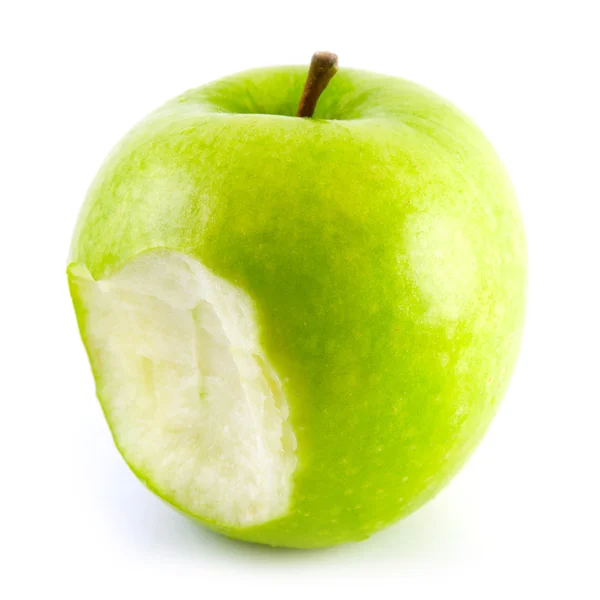 De afgebeten groene appel — Stockfoto