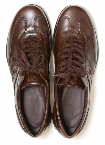 Hnědé boty, pohled shora — Stock fotografie