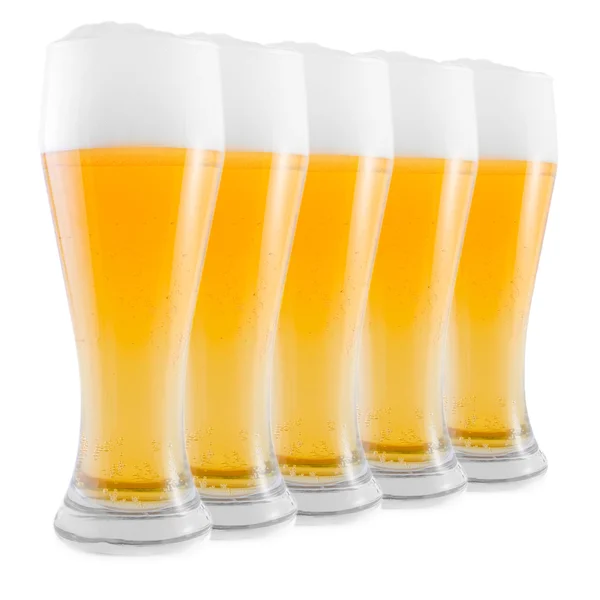 Sada šálků čerstvé pivo — Stock fotografie