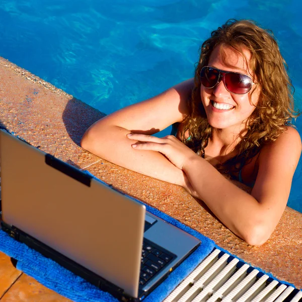 Working out of a pool Stock Photo