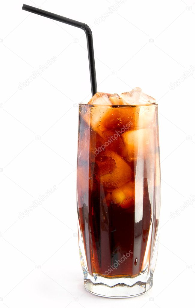 Glass of cola with straw