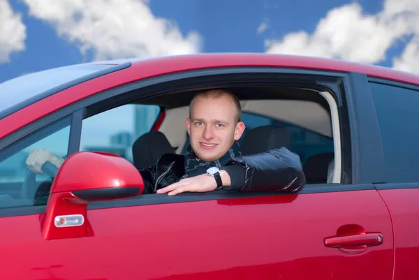 Man in a car — Stock Photo, Image