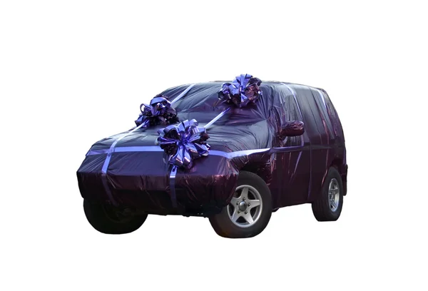 The car in gift packing — Stock Photo, Image