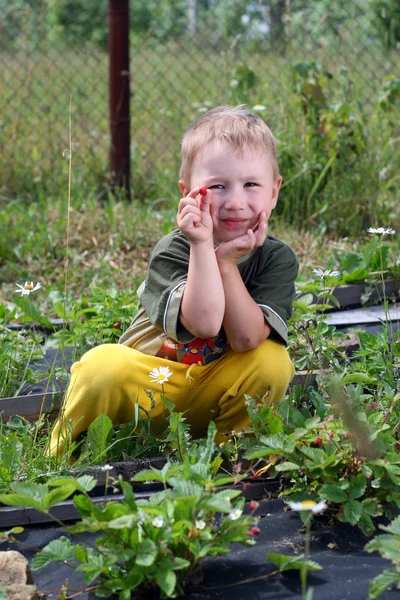 Ребенок с ягодами — стоковое фото