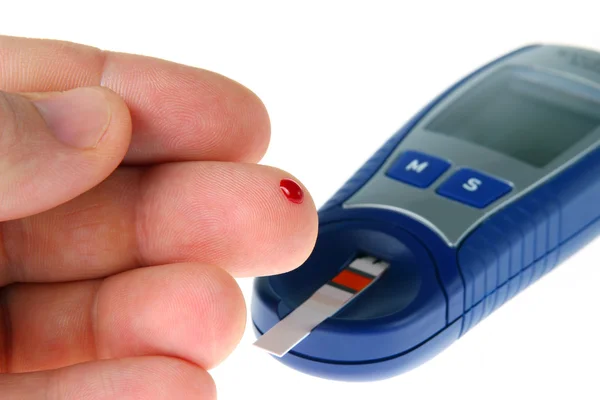 Krevní test hladiny glukózy — Stock fotografie