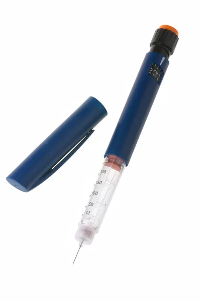 Одноразовий шприц-пін з інсуліном — стокове фото