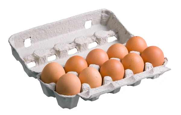 鸡蛋在纸箱 — 图库照片