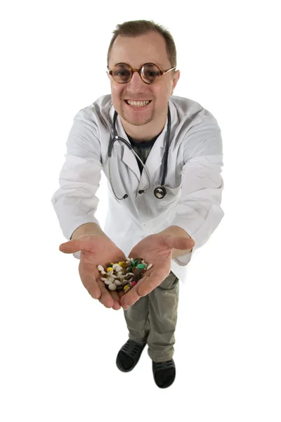 O médico oferece comprimidos . — Fotografia de Stock