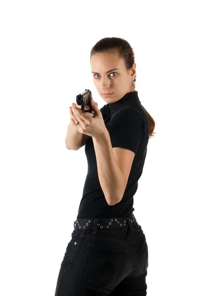 Meisje met pistool. — Stockfoto