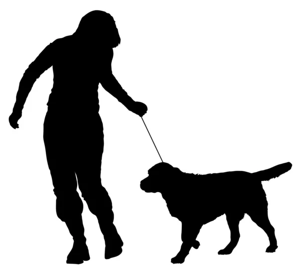 Handler and a dog — Stock Vector