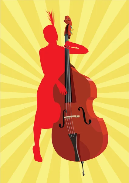 The contrabass player — Stock Vector
