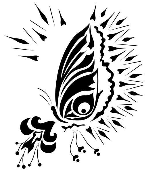 Les fleurs et le papillon — Image vectorielle
