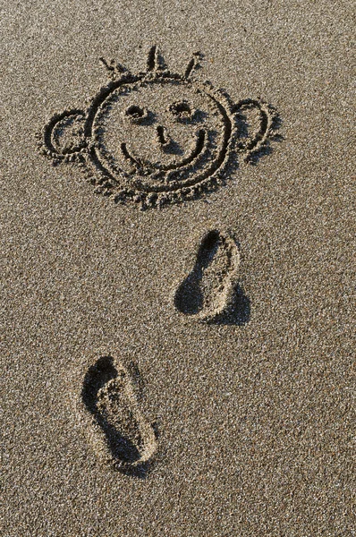 Zeichnung auf Sand — Stockfoto