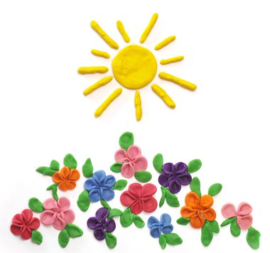 The sun and flowers clipart