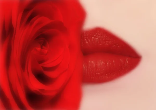 Rose und Lippen — Stockfoto