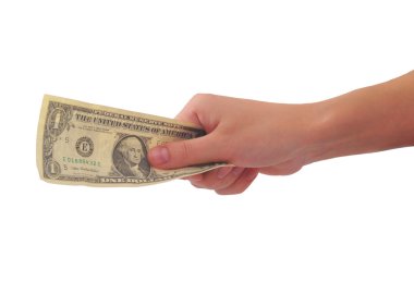 bir dolarlık banknot bir el