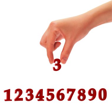 Numbers and a hand clipart