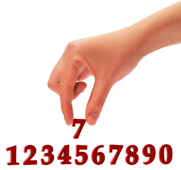 Números e uma mão — Fotografia de Stock