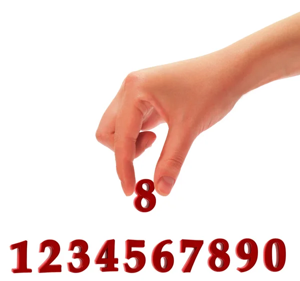 Números e uma mão — Fotografia de Stock