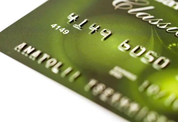 Fragmento de um cartão de crédito de plástico — Fotografia de Stock
