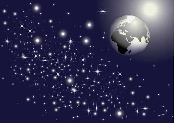 地球与恒星 — 图库矢量图片