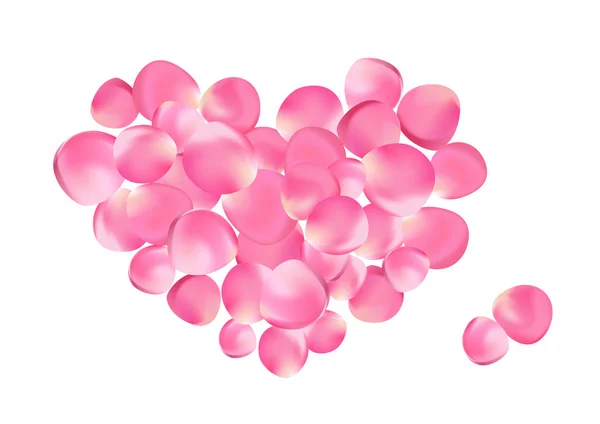 Corazón pétalo de rosa — Vector de stock