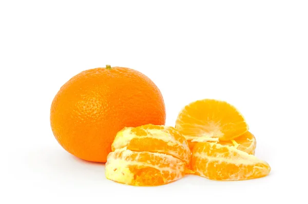 Mandarin with peeled pieces — Stock Photo, Image