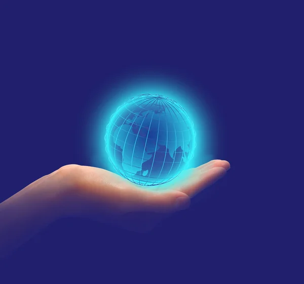 Glowing Earth in hands — Stock Photo, Image