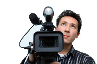 Cameraman with a camera clipart