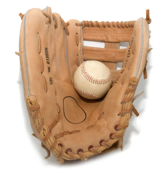 Beysbol eldiveni ve izole topu — Stok fotoğraf