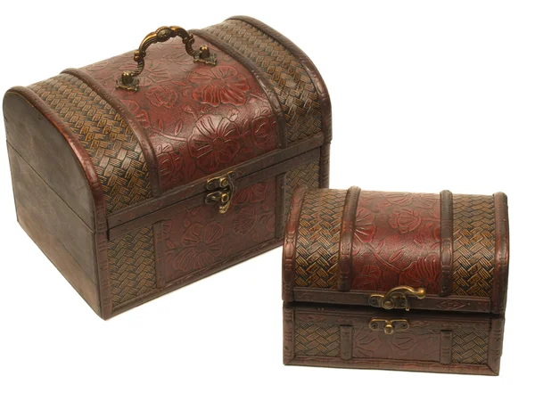 Two age-old wooden trunks for valuables — Stock Photo, Image