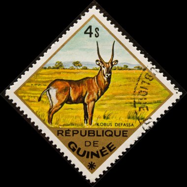 Postage stamp. Defassa waterbuck clipart