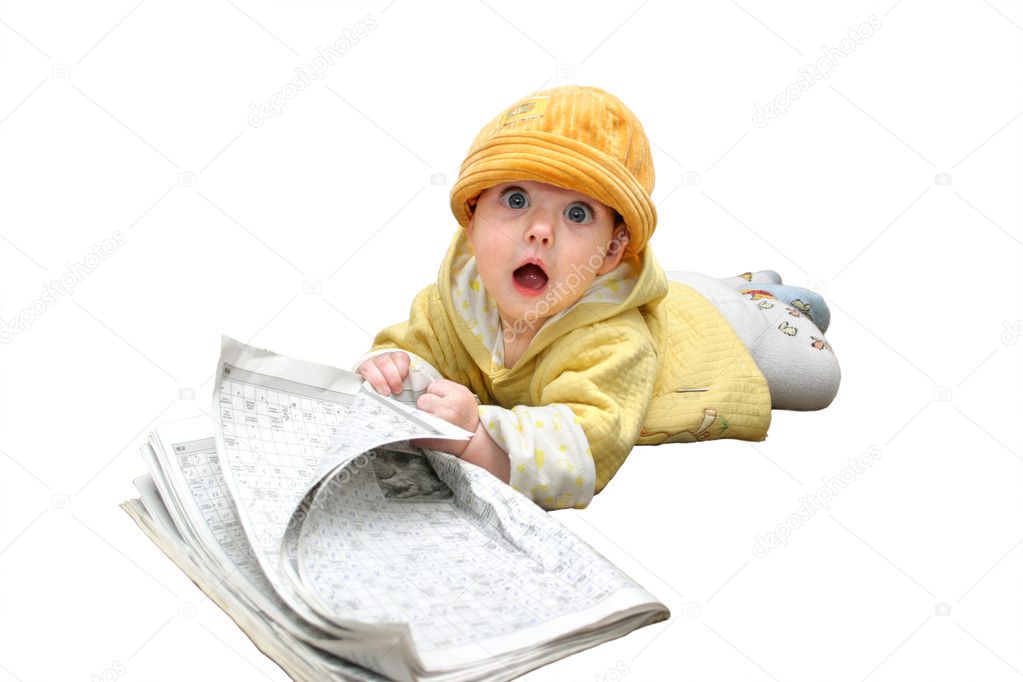 The child with magazine