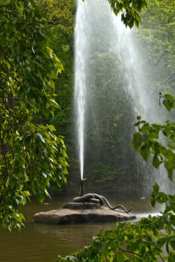 Fountain in park clipart